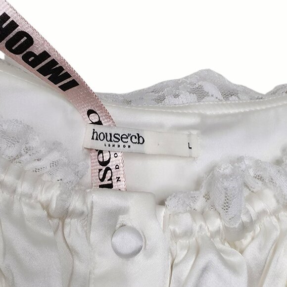 House of CB Eviana Ivory Real Silk Lace Puff Sleeve Maxi Dress - Picture 6 of 17